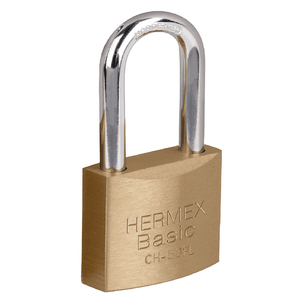 CANDADO DE HIERRO COLOR LATON ARCO LARGO 50mm HERMEX 