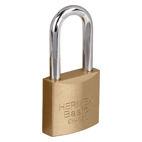 CANDADO DE HIERRO COLOR LATON ARCO LARGO 40mm HERMEX