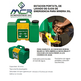 ESTACION PORTATIL DE LAVADO DE OJOS DE EMERGENCIA PARA MINERIA 30L