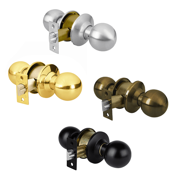 CERRADURA PERILLA ESFERA LATON ANTIGUO ENTRADA HERMEX 