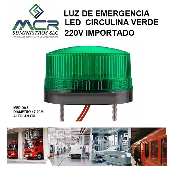 LUZ DE EMERGENCIA CIRCULINA VERDE 220V IMPORTADO 