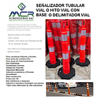 SEÑALIZADOR TUBULAR VIAL DELIMITADORA DE SEGURIDAD CON CINTAS REFLECTIVA ALTO 1M CON BASE 3