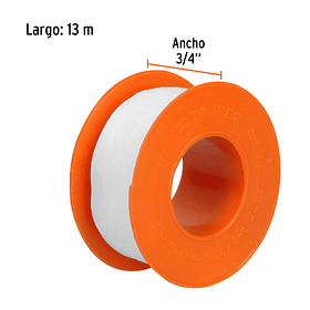 CINTA SELLA ROSCAS TEFLON ESPESOR 0.075mm 13mts 3/4” TRUPER