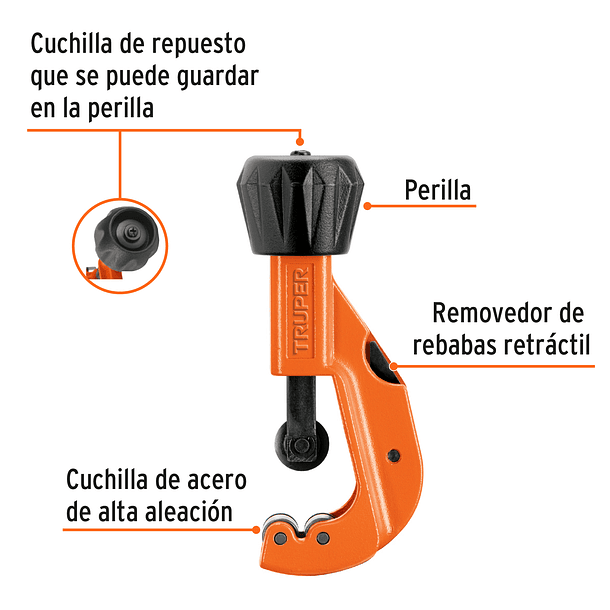 CORTADOR DE TUBO 1/8” - 1 1/4” LONGITUD 14cm TRUPER 2