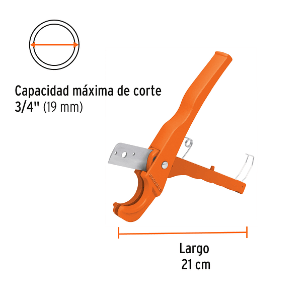 CORTADOR DE TUBO DE PLASTICO CAPACIDAD 3/4” 19mm TRUPER 3