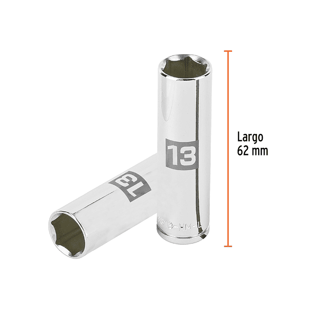 DADO TUBULAR HEXAGONAL MILIMETRICO 13mm ENCASTRE 3/8” TRUPER 3