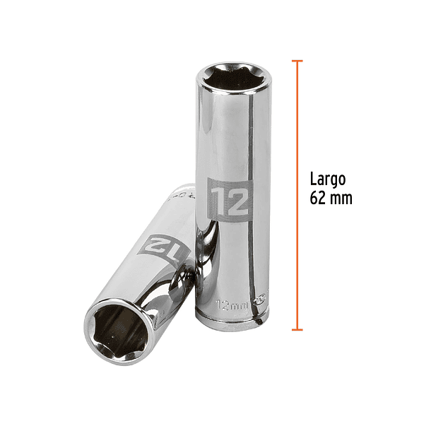 DADO TUBULAR HEXAGONAL MILIMETRICO 12mm ENCASTRE 3/8” TRUPER 1