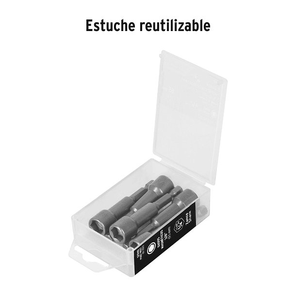 ESTUCHE 5 DADOS MAGNETICOS 3/8” LARGO 2 1/2” 65mm TRUPER 4