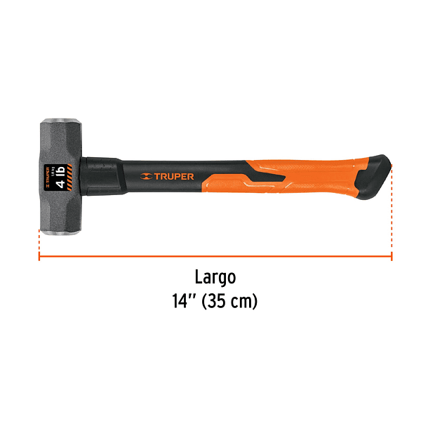 COMBA OCTAGONAL MANGO FIBRA VIDRIO 35cm CABEZA 4lb TRUPER 3