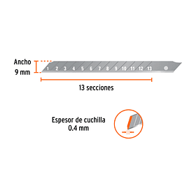 CUCHILLA REPUESTO ACERO SK4 ESTUCHE 10 PZA 9mm TRUPER