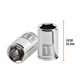 DADO HEXAGONAL MILIMETRICO MEDIDA 11mm ENCASTRE 1/4” TRUPER