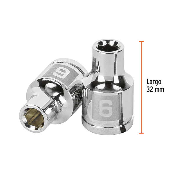 DADO HEXAGONAL MILIMETRICO 6mm ENCASTRE 3/8” TRUPER 