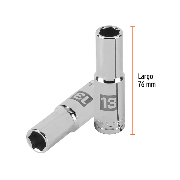DADO TUBULAR HEXAGONAL MILIMETRICO 13mm ENCASTRE 1/2” TRUPER 