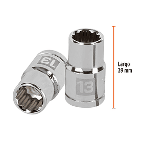 DADO POLIGONAL MILIMETRICO 13mm ENCASTRE 1/2” TRUPER