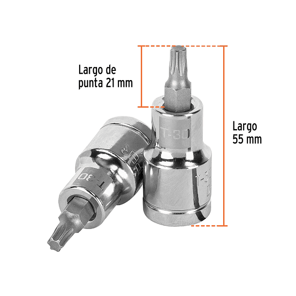 DADO DE PUNTA TORX MEDIDA T-30 ENCASTRE 1/2” TRUPER 
