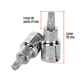 DADO DE PUNTA TORX MEDIDA T-45 ENCASTRE 1/2” TRUPER
