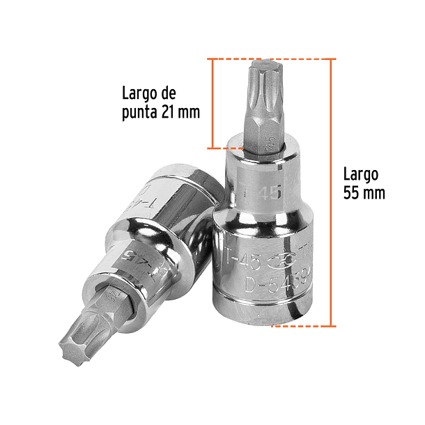 DADO DE PUNTA TORX MEDIDA T-45 ENCASTRE 1/2” TRUPER 