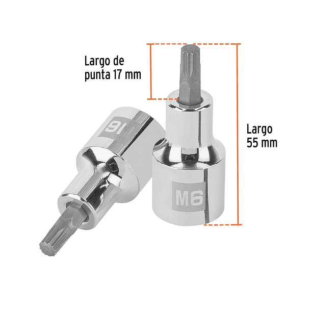 DADO DE PUNTA CORTA BRISTOL MEDIDA M6 ENCASTRE 1/2” TRUPER 