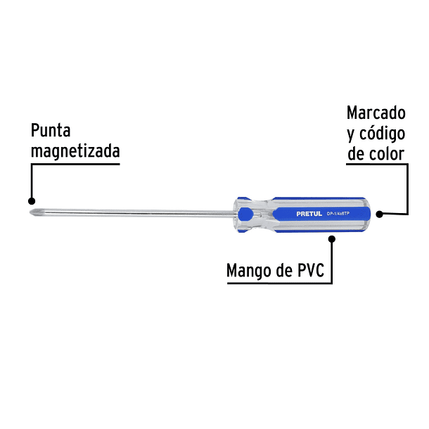 DESARMADOR CRUZ MANGO PVC 1/4 ” X 6” PRETUL 2