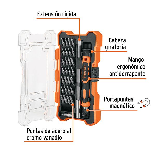 DESARMADOR DE JOYERO CON 30 PUNTAS Y EXTENSION TRUPER 2