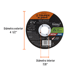 DISCO ABRASIVO CORTE METAL INOX DIAM. 4 1/2” 1.6mm TRUPER 1