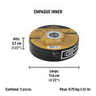 DISCO ABRASIVO DESBASTE METAL TIPO 27 DIAMETRO 4 1/2” PRETUL 2