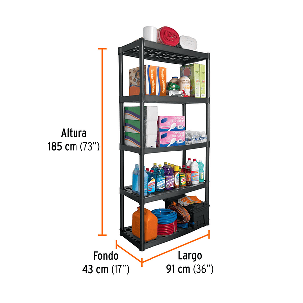 ESTANTE DE PLASTICO USO PESADO 5 REPISAS CAPAC. 340kg TRUPER 1