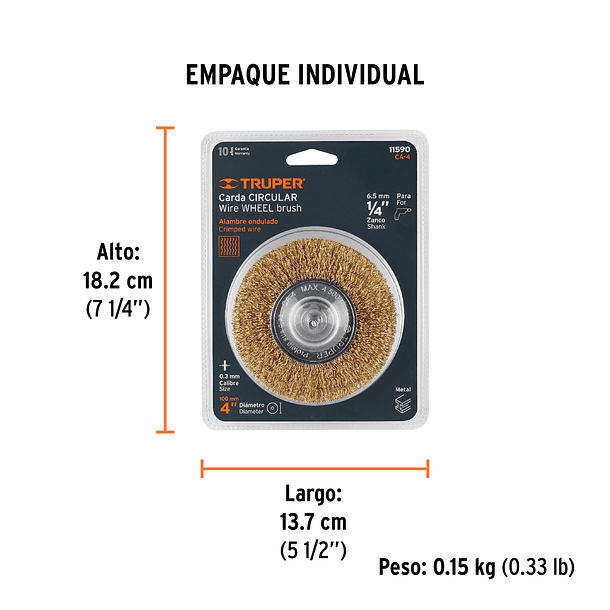 ESCOBILLA CIRCULAR ALAMBRE GRUESO ESPESOR 7/8” TRUPER 3