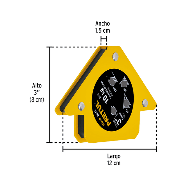 ESCUADRA MAGNETICAS CAPACIDAD DE CARGA 10kg 22LB PRETUL 1