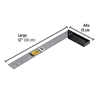 ESCUADRA PARA CARPINTERO MANGO PLASTICO 12” 30cm PRETUL 1