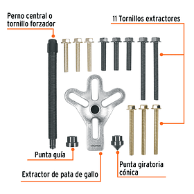 EXTRACTOR PATA DE GALLO JUEGO DE 15 PIEZAS 5/8” TRUPER