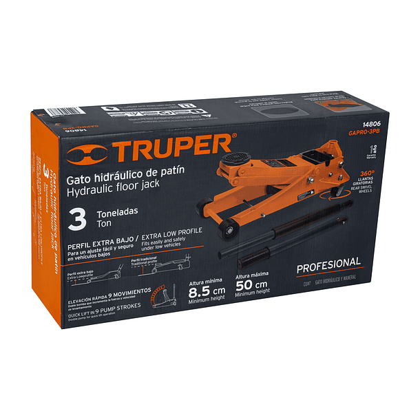 GATA TIPO LAGARTO PESADA CARGA 3 TON 9 MOVIMIENTOS TRUPER 3