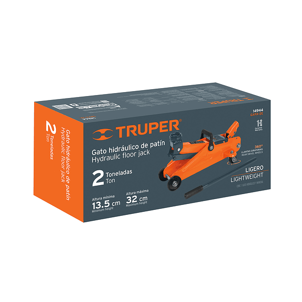 GATA TIPO LAGARTO CARGA 2 TON 30 MOVIMIENTOS CAJA TRUPER 3