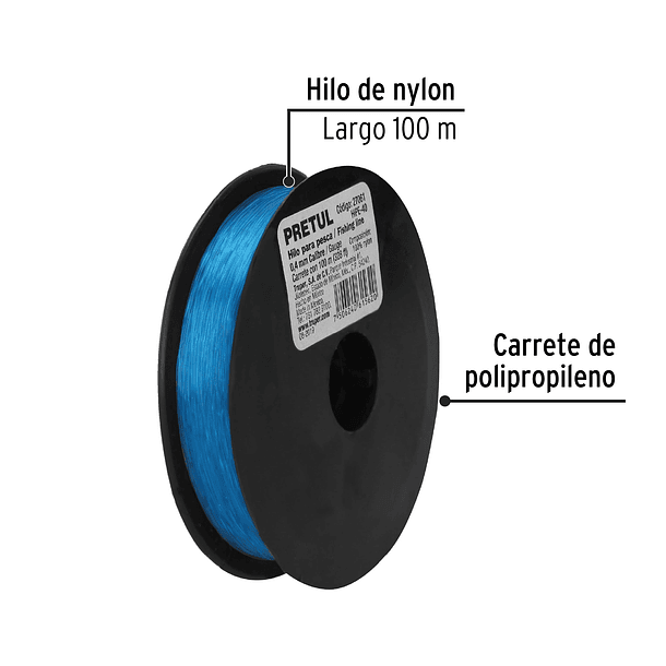 HILO PARA PESCA CARRETE 100 METROS CALIBRE 0.4mm TRUPER 2
