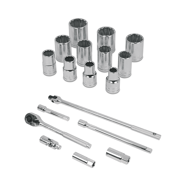 JUEGO DE DADOS 18 PIEZAS MILIMETRO ENCASTRE 1/2” TRUPER 3