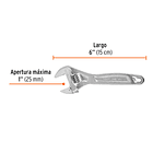 LLAVE FRANCESA CROMADA LARGO 6” 15cm APERTURA 1