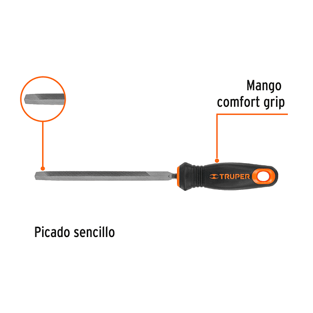 LIMA TRIANGULO PESADO LARGO 6” 15cm ANCHO 9/16” TRUPER 2