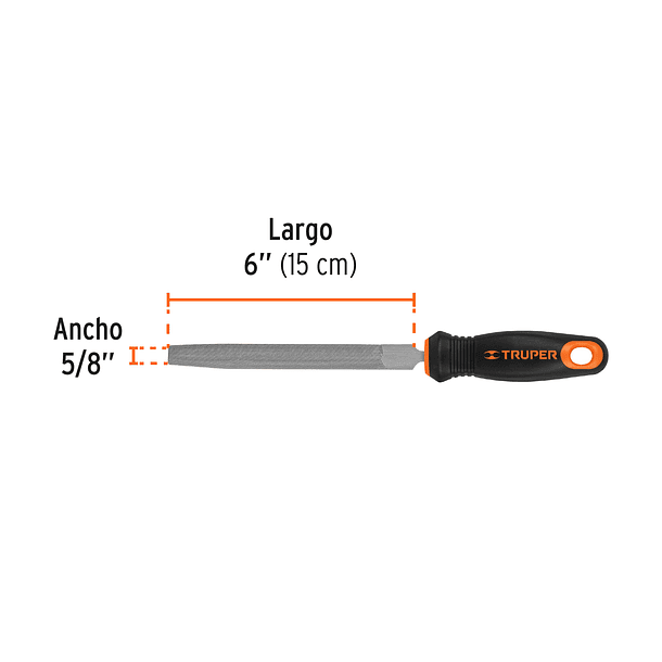 LIMA MEDIA CAÑA BASTARDA LARGO 6” 15cm ANCHO 5/8” TRUPER 1