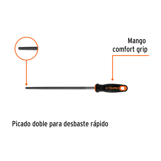 LIMA REDONDA BASTARDA LARGO 10” 25cm ESPESOR 3/8” TRUPER 2