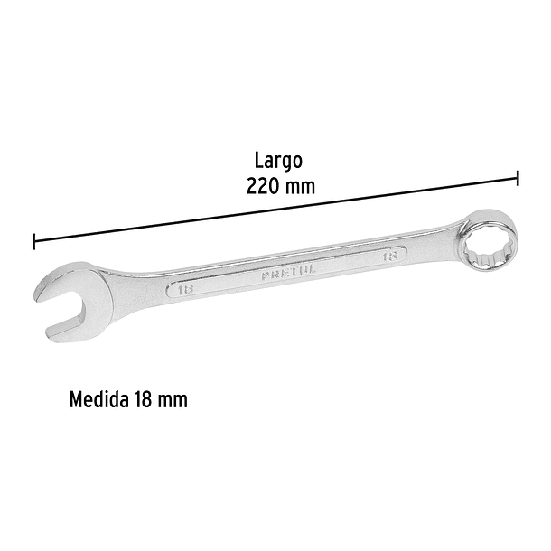 LLAVE MIXTA 18mm x 220mm PRETUL 1