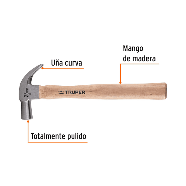 MARTILLO PULIDO ENCINO CABEZA 14 OZ MANGO 13” 33cm TRUPER 2