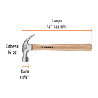 MARTILLO PULIDO ENCINO AMERICANO 16 OZ MANGO 33cm TRUPER 1
