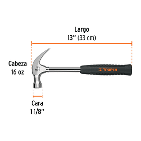 MARTILLO TUBULAR PULIDO TIPO AMERICANO CABEZA 16 OZ TRUPER