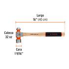 MARTILLO PULIDO GRIP DE BOLA CABEZA 32 OZ MANGO 15” TRUPER 1