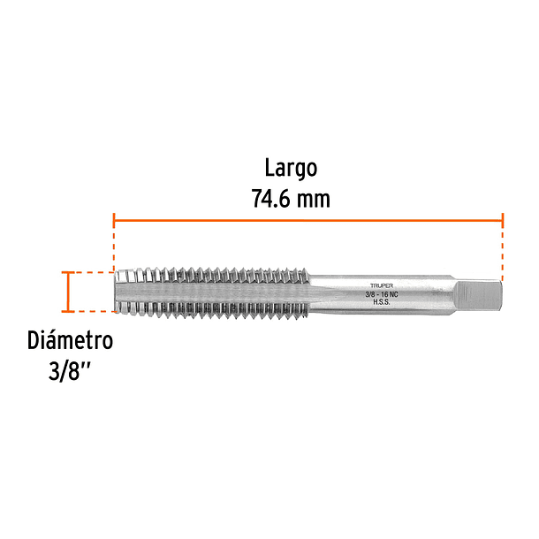 MACHUELO SEMICONICO 3/8“ x 16 ESTUCHE 5 PIEZAS TRUPER 1