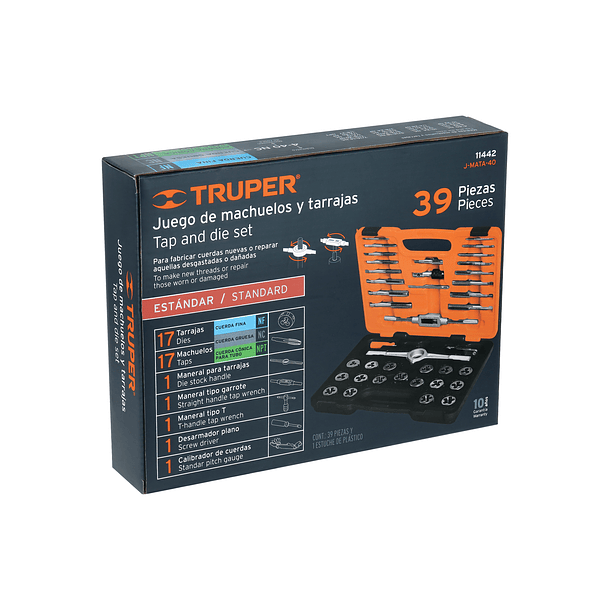 JUEGO DE MACHOS Y TARRAJAS 39 PIEZAS TRUPER 3