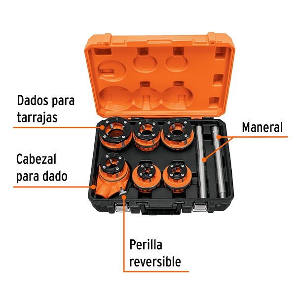 JUEGO DE TARRAJAS PARA TUBOS 7 PIEZAS PEINES ACERO 2X TRUPER 2