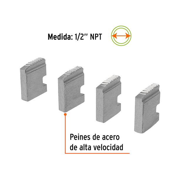 PEINE ACERO PARA DADO JUEGO 4 PIEZAS MEDIDA 1/2” TRUPER 2