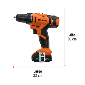 TALADRO INALAMBRICO 12V 3/8 BATERIA ION LITIO TRUPER