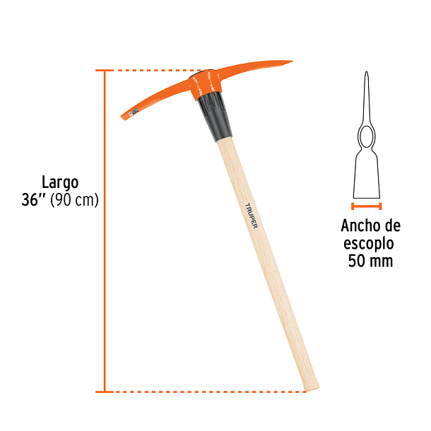 PICO PERUANO MANGO 90cm DE MADERA 5 LB 2.3kg TRUPER 1